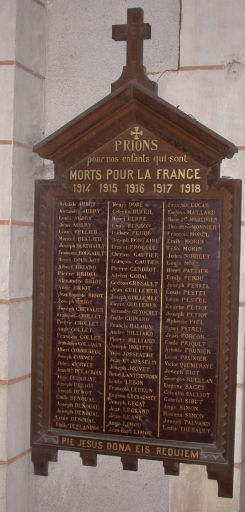 Tableau commémoratif des morts de la guerre 1914-1918