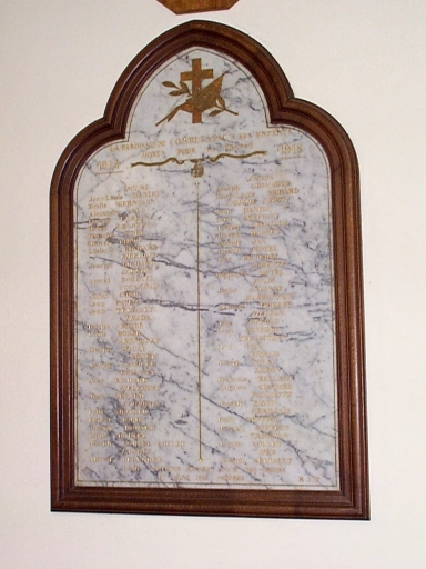 Plaque commémorative : La paroisse de Comblessac à ses enfants morts pour la France 1914-1918