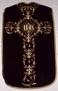 Ornement violet 1 : chasuble, bourse de corporal, étole, manipule, voile de calice