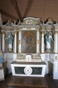 Ensemble de l'autel de la Vierge : autel, retable, tabernacle, 2 gradins d'autel et degré d'autel