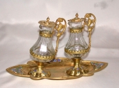 Paire de burettes et leur plateau