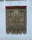 Bannière de procession Christ entre la Vierge et saint Jean, saint Pierre (Minihy-Tréguier)