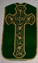 Ornement vert : chasuble, bourse de corporal, étole, voile de calice, chape