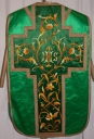 Ornement vert 4 : chasuble, bourse de corporal, étole, manipule, voile de calice