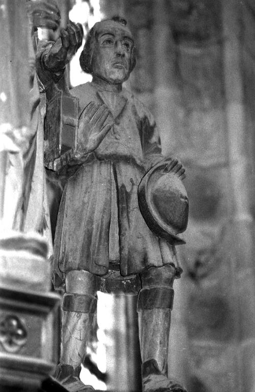 Groupe sculpté : saint Yves entre le riche et le pauvre (Minihy-Tréguier)