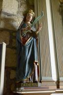 Statue (petite nature, d'applique) : sainte Catherine d'Alexandrie, église paroissiale Saint-Collodan (Plogoff)