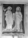 Bannière de procession paroissiale : Saint Pierre et saint Paul, Christ en croix (Bazouges-la-Pérouse)