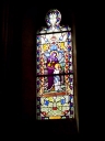 Verrière de la baie 14 (verrière à personnages, vitrail tableau) : Education de la Vierge