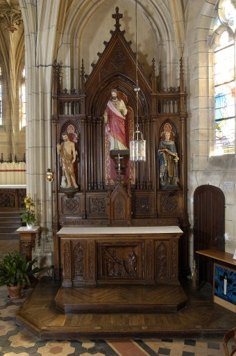 Ensemble de l'autel latéral sud : autel, tabernacle, devant d'autel, retable, 2 degrés d'autel