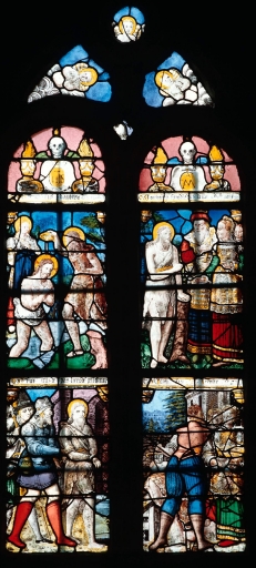 Verrière à personnages : saint Jean-Baptiste (baie 5), Saint-Lubin (Plémet)