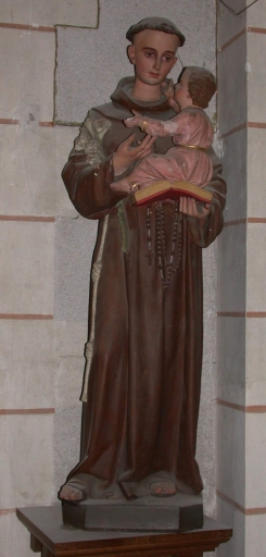 Statue sur piédestal : Saint Antoine de Padoue et l'Enfant