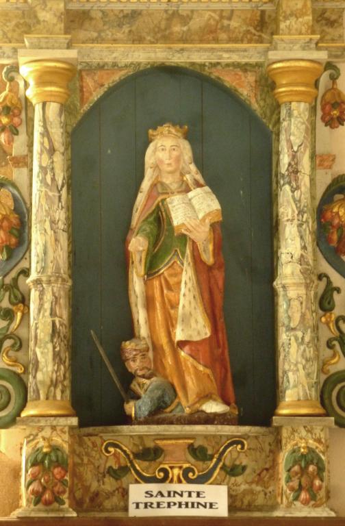 Statue (petite nature, d'applique) : sainte Catherine d'Alexandrie, dite sainte Tréphine, chapelle Saint-Trémeur (Cléden-Cap-Sizun)