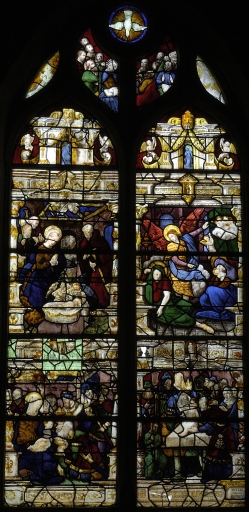 Verrière à personnages de la baie 4 : Enfance du Christ, Pentecôte