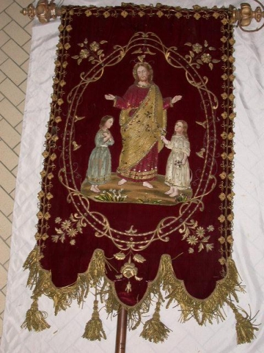 Bannière de procession : Sacré Coeur avec des enfants, Saint Amand (?)