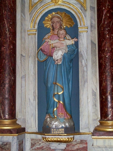 Statue (petite nature) : Vierge à l'Enfant, dite Notre-Dame de bon secours