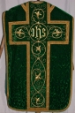 Ornement vert 2 : chasuble, bourse de corporal, étole, voile de calice