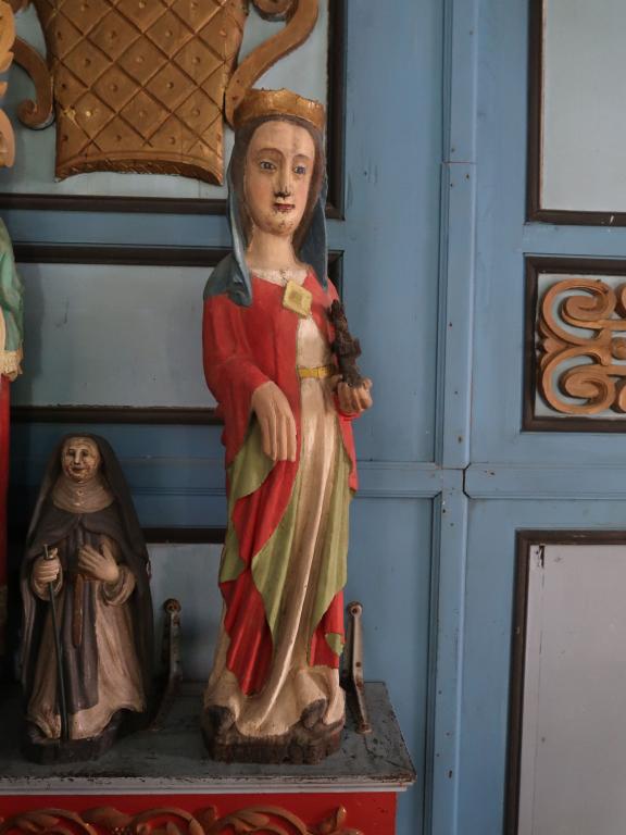 Statue : sainte Catherine d'Alexandrie, église paroissiale Saint-Théarnec (Le Drennec)