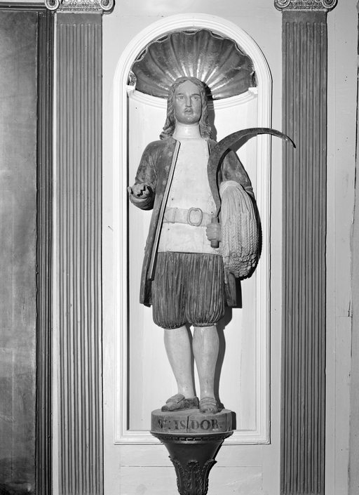 Statue (d'applique, petite nature) : saint Isidore, église paroissiale Saint-Guérec (Cléguérec)