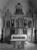 Autel, croix, retable, tabernacle (maître-autel, tabernacle à ailes, tabernacle architecturé), église paroissiale Saint-Pierre (Taillis)