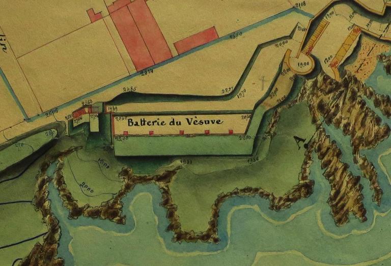 Batterie du Vésuve (détruite), 1 rue des remparts (Le Palais)