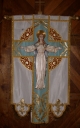 Paire de bannières de procession, dite bannières des communiants : Vierge, Christ