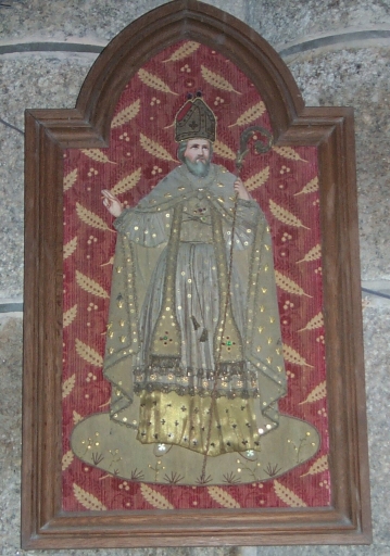 Bannière de procession paroissiale : saint Melaine, Vierge à l'Enfant