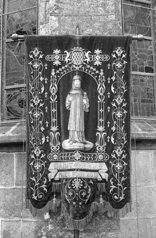 Bannière de procession paroissiale : Saint Hervé, Sacré-Cœur, église paroissiale Saint-Hervé (Lanhouarneau)
