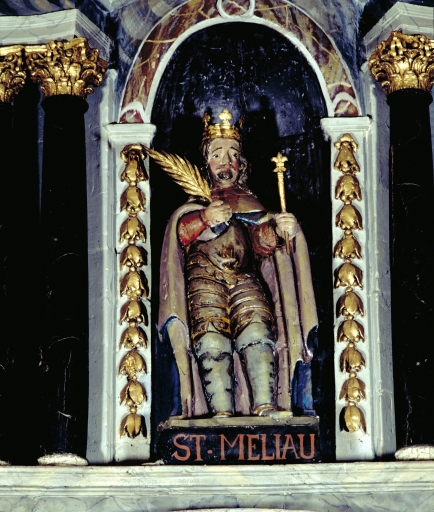 Statue : Saint Méliau (Pluméliau fusionnée en Pluméliau-Bieuzy en 2019)