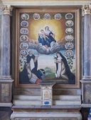 Tableau d'autel : Don du Rosaire à saint Dominique et à sainte Catherine de Sienne, église Saint-Pierre (Sérent)