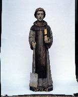 Statue : saint Fiacre, église paroissiale Notre-Dame (La Chapelle-Caro fusionnée en Val d'Oust en 2016)