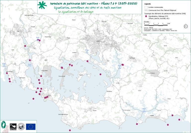 La signalisation, la surveillance des côtes et du domaine maritime (Parc naturel régional du Golfe du Morbihan)