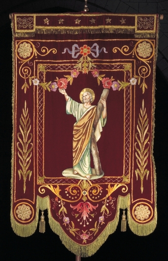Bannière de procession de paroisse : saint André, Sacré Coeur