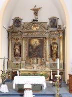 Ensemble du maître-autel : autel, tabernacle, retable, 2 gradins d'autel, église Saint-Martin (Saint-Martin-sur-Oust)