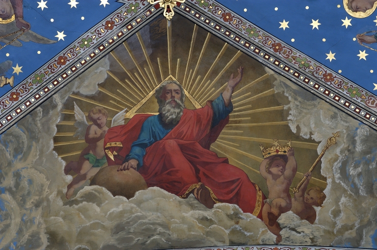 Peinture monumentale : Dieu le père, les Vertus théologales, 3 Anges