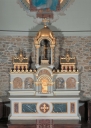 Ensemble du maître-autel : autel, tabernacle, exposition, gradin d'autel, 3 degrés d'autel (Tressé fusionnée en Mesnil-Roc'h en 2019)
