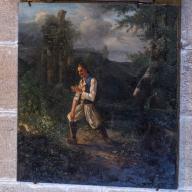 Tableau, ex-voto : Découverte de la statue miraculeuse, basilique Notre-Dame-du-Roncier (Josselin)