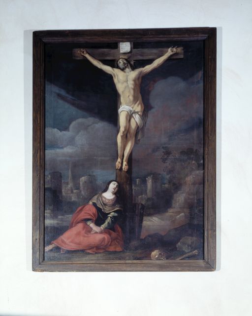 Tableau : Christ en croix et sainte Marie-Madeleine, chapelle des Bénédictins (Josselin)
