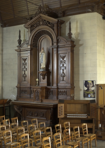 Ensemble de l'autel de la Vierge : autel, tabernacle, retable, gradin d'autel, degré d'autel