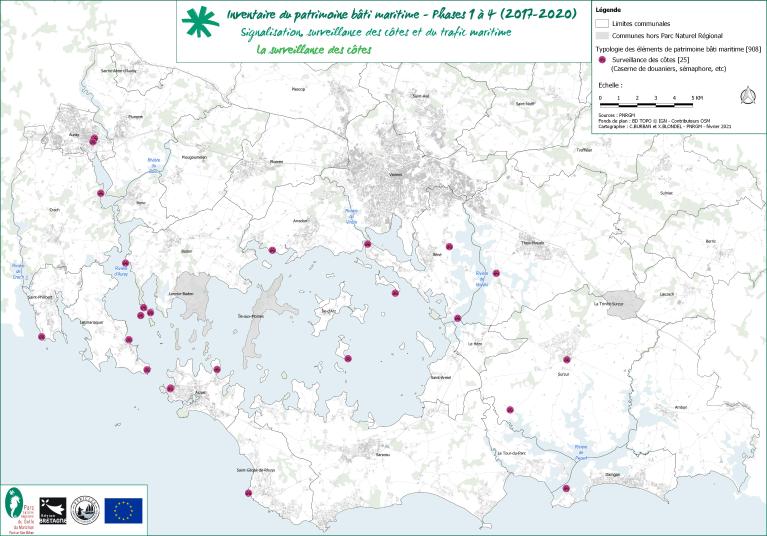 La signalisation, la surveillance des côtes et du domaine maritime (Parc naturel régional du Golfe du Morbihan)