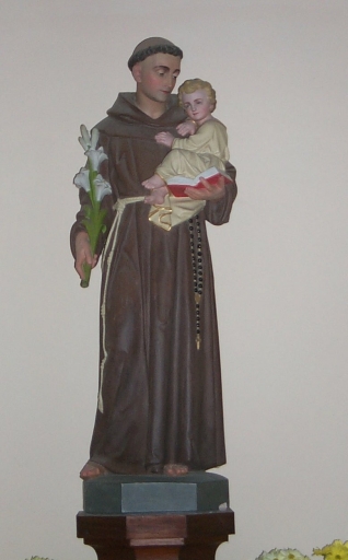 Statue sur tronc : Saint Antoine de Padoue et l'Enfant