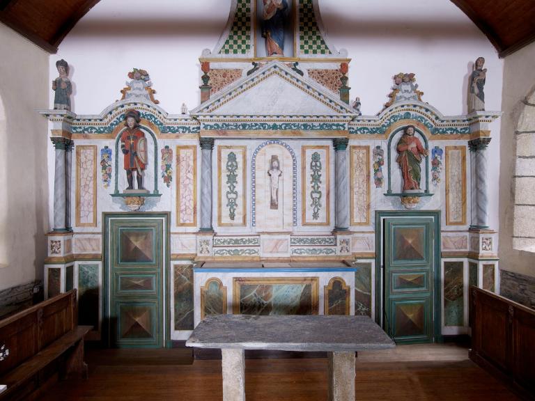Autel, retable, 2 gradins d'autel, chapelle Saint-Mathurin (Saint-Martin-sur-Oust)