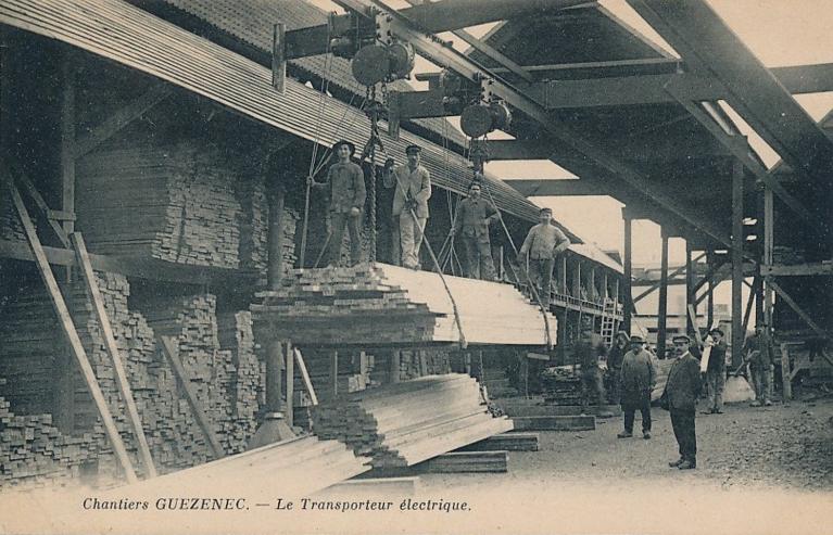 Établissements Guézénec, marchands de bois et matériaux actuellement chantier naval du Jaudy (Tréguier)