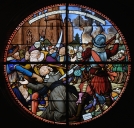 Ensemble des 30 verrières à personnages des baies 1 à 8, 11 à 18, 00, 100 à 102, 107 à 112, 124, et des 13 verrières décoratives des baies 9, 10, 103 à 106, 113 à 119