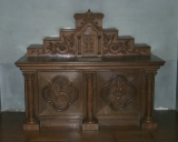 Ensemble de l'autel secondaire sud : autel, tabernacle, 3 gradins d'autel, degré d'autel