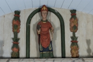 Groupe sculpté : Saint Hervé et le loup