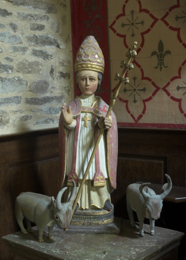 Groupe sculpté de procession : Saint Cornély et deux boeufs