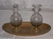 Paire 2 de burettes et leur plateau