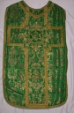Ornement vert 1 : chasuble, bourse de corporal, étole, manipule, voile de calice