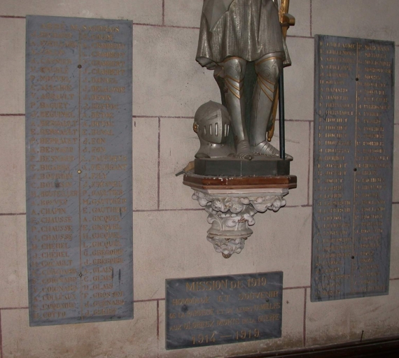 Tableau commémoratif des morts de la guerre 1914-1918