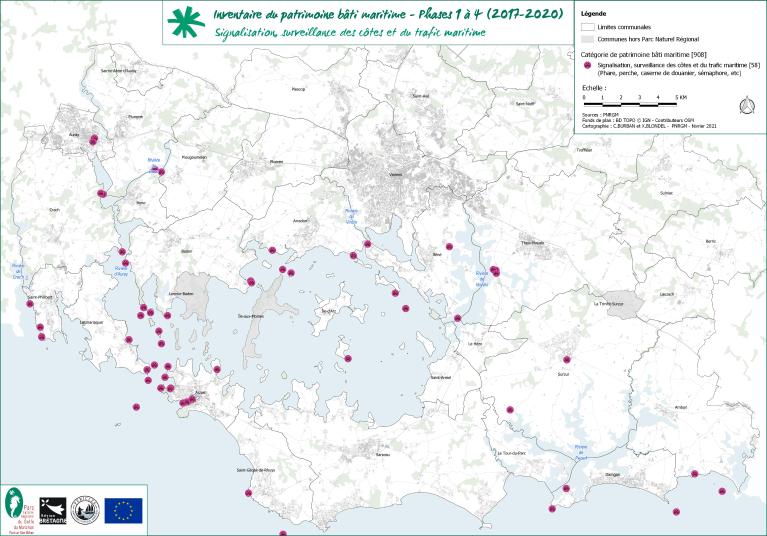 La signalisation, la surveillance des côtes et du domaine maritime (Parc naturel régional du Golfe du Morbihan)